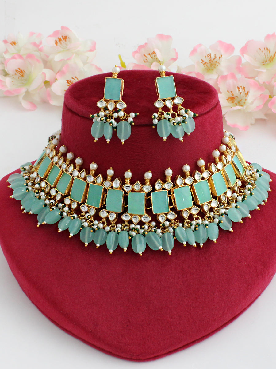 Namita Necklace Set-Mint green