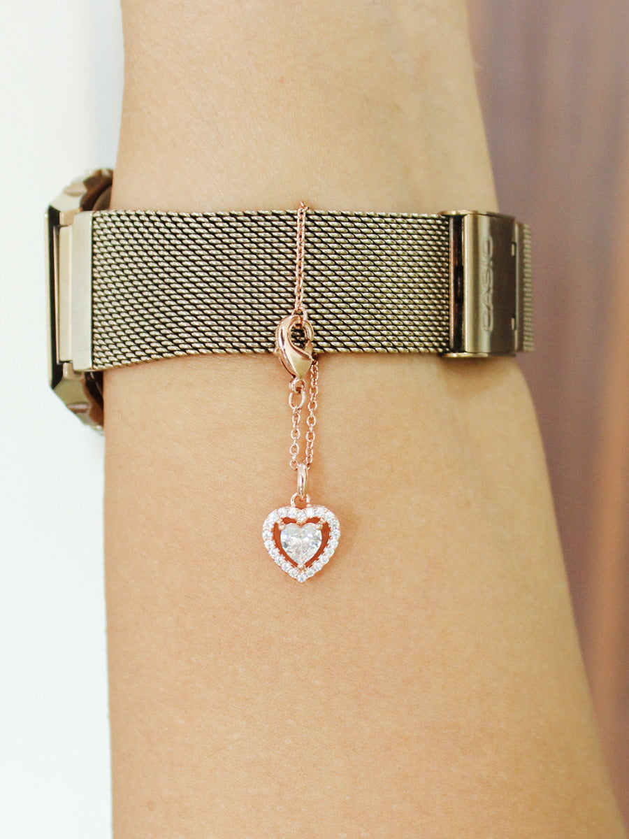Heart Watch Charm-Rose Gold